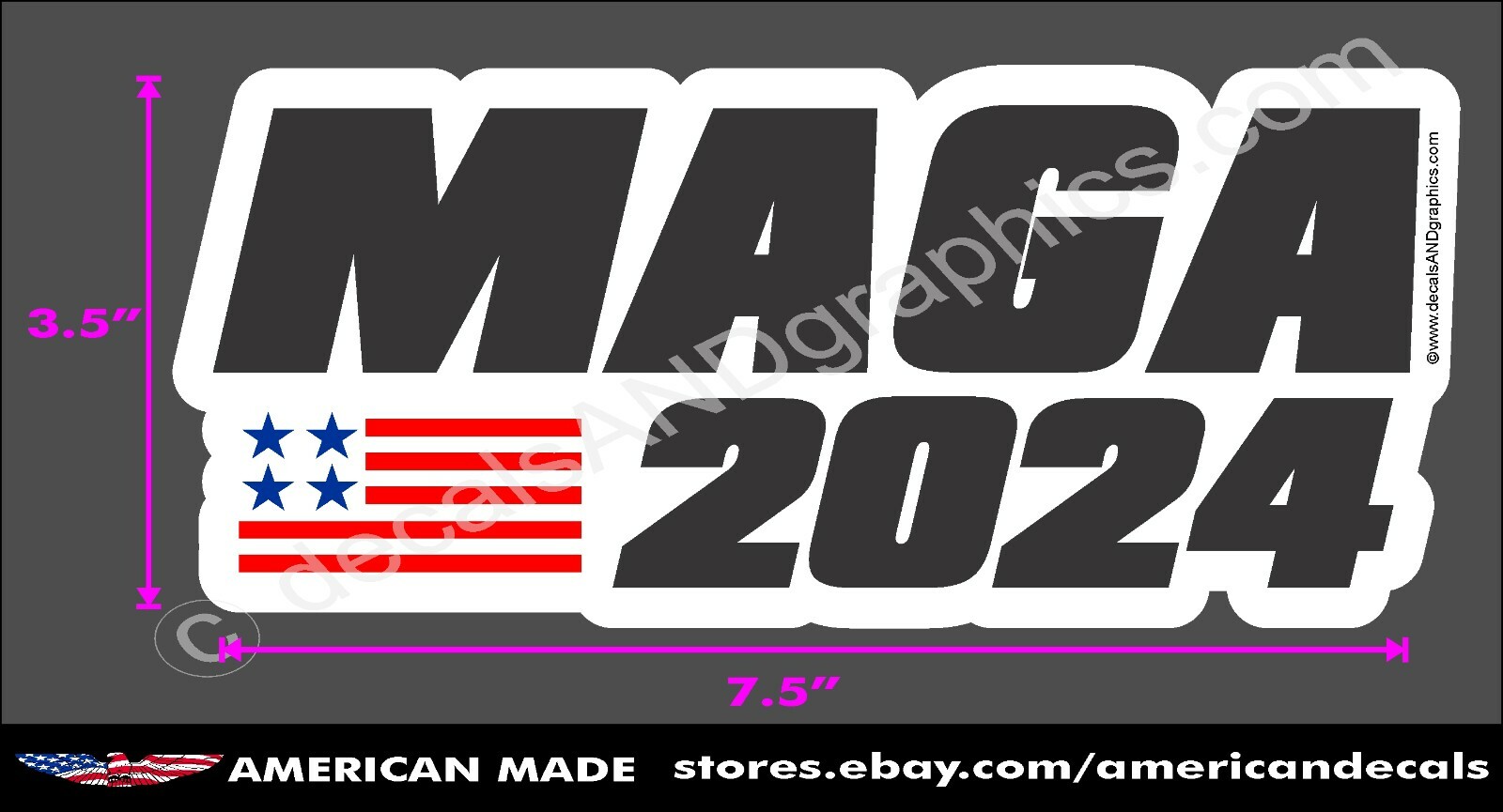 TRUMP 2024 STICKER MAGA 2024 4 STARS 5 BARS 45 ANTI DEMOCRAT DECAL WINDOW