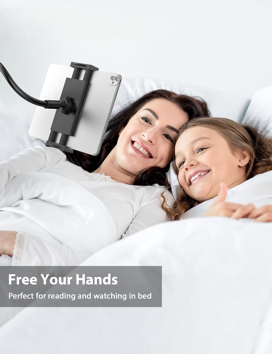 Tablet Stand Holder for Bed, Gooseneck Mount with Adjustable Flexible black