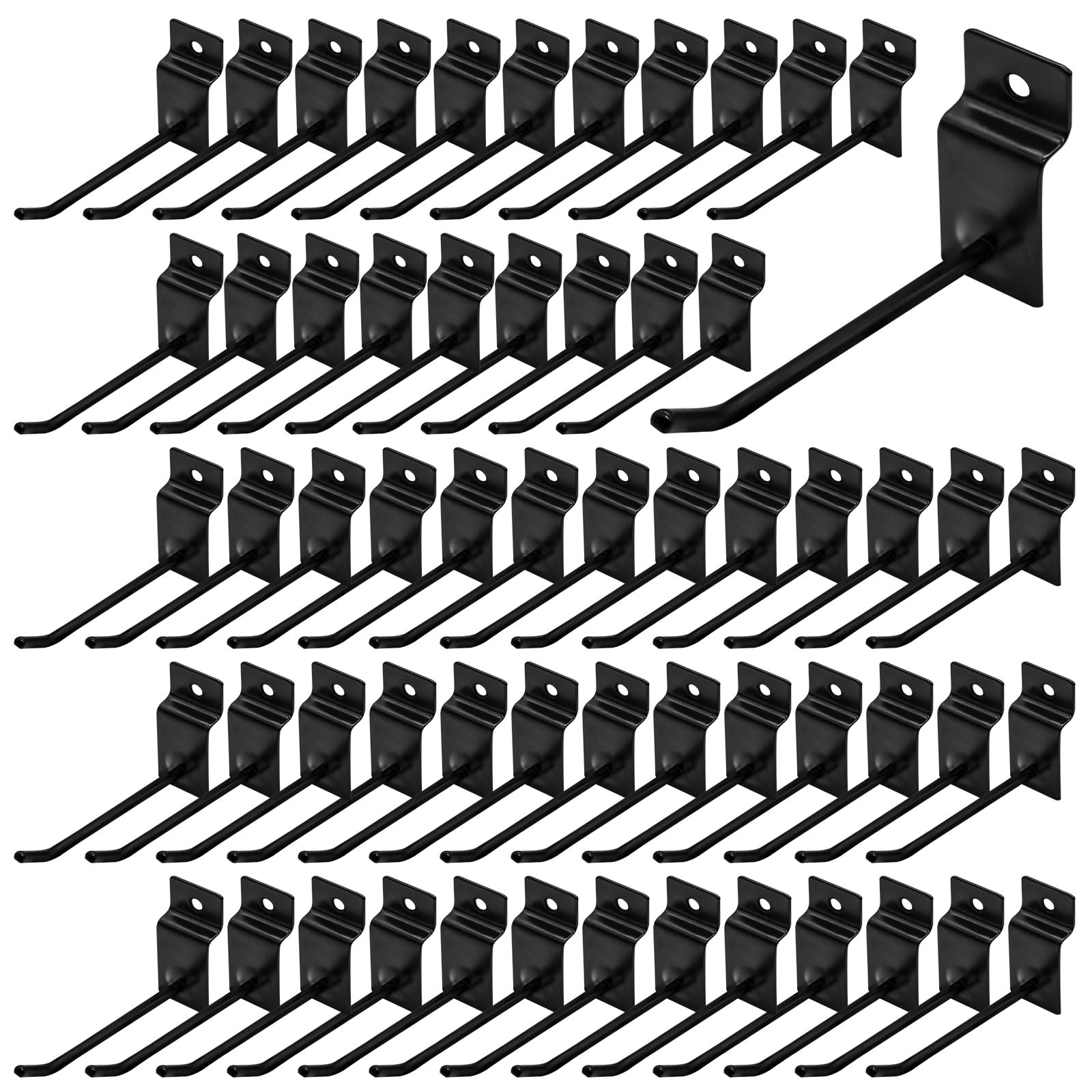Slatwall Hooks Assortment Set 60 Pcs 4 Inch Heavy Duty Metal Panel Black