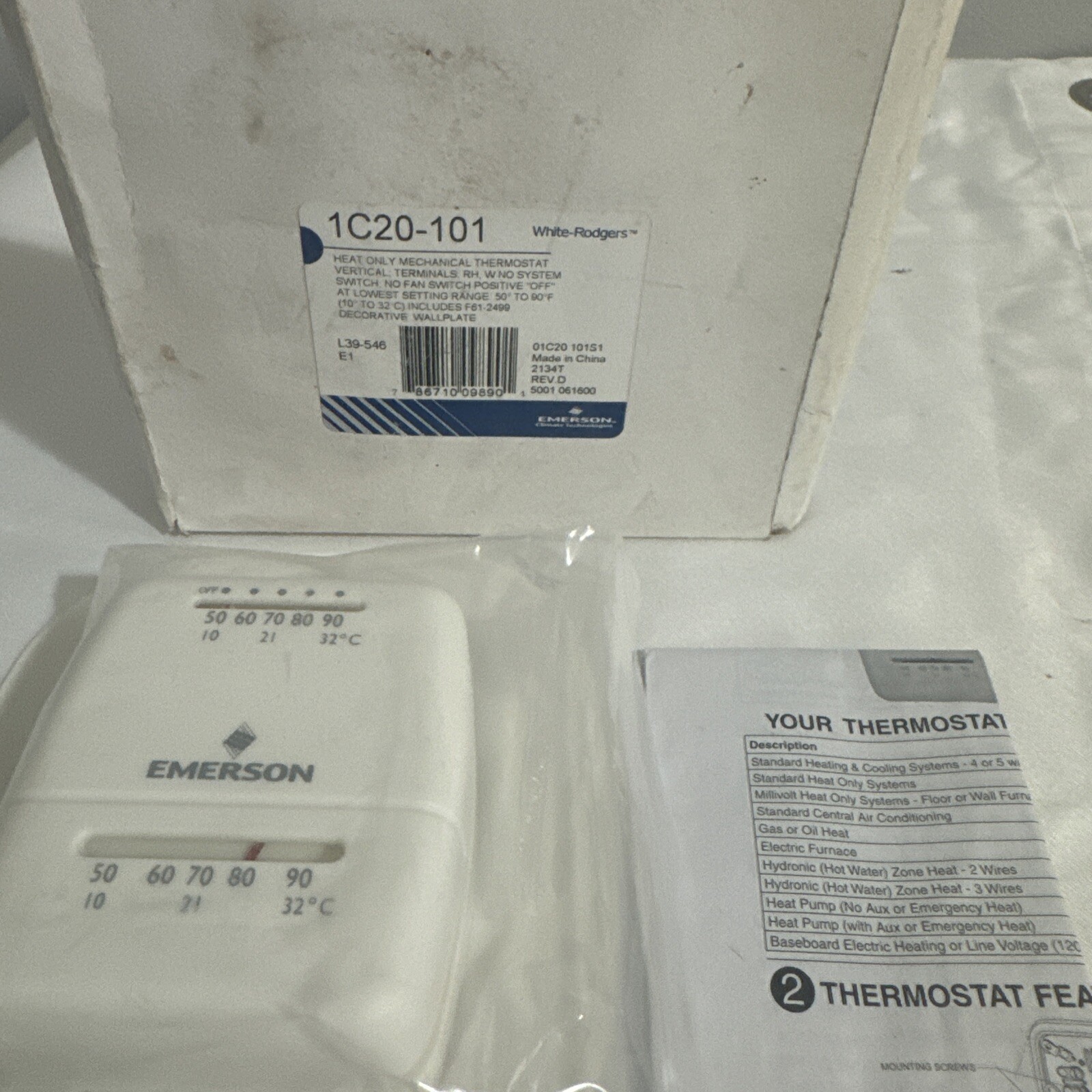 White Rodgers Mechanical Heat Only Thermostat 1C20-101