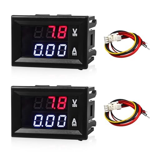 2 PCS 0.28" Digital Voltmeter Ammeter, DC 0-100V 10A Amp Volt Meter Gauge with