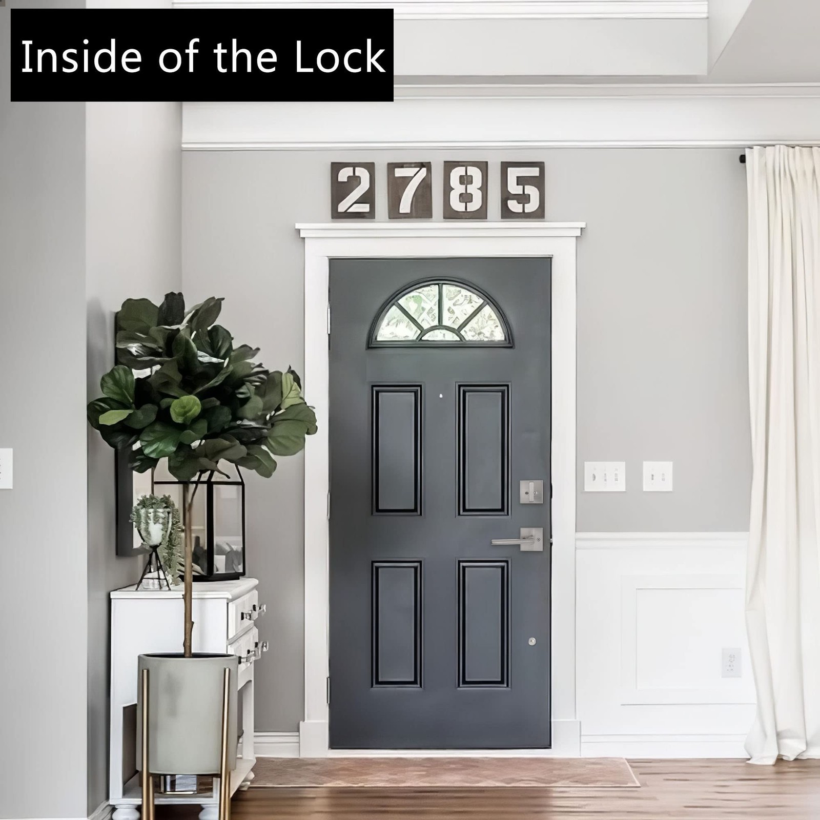 KIAYACI Front Door Lock Set Silver Door Handle Front Door Handle Sets with De...