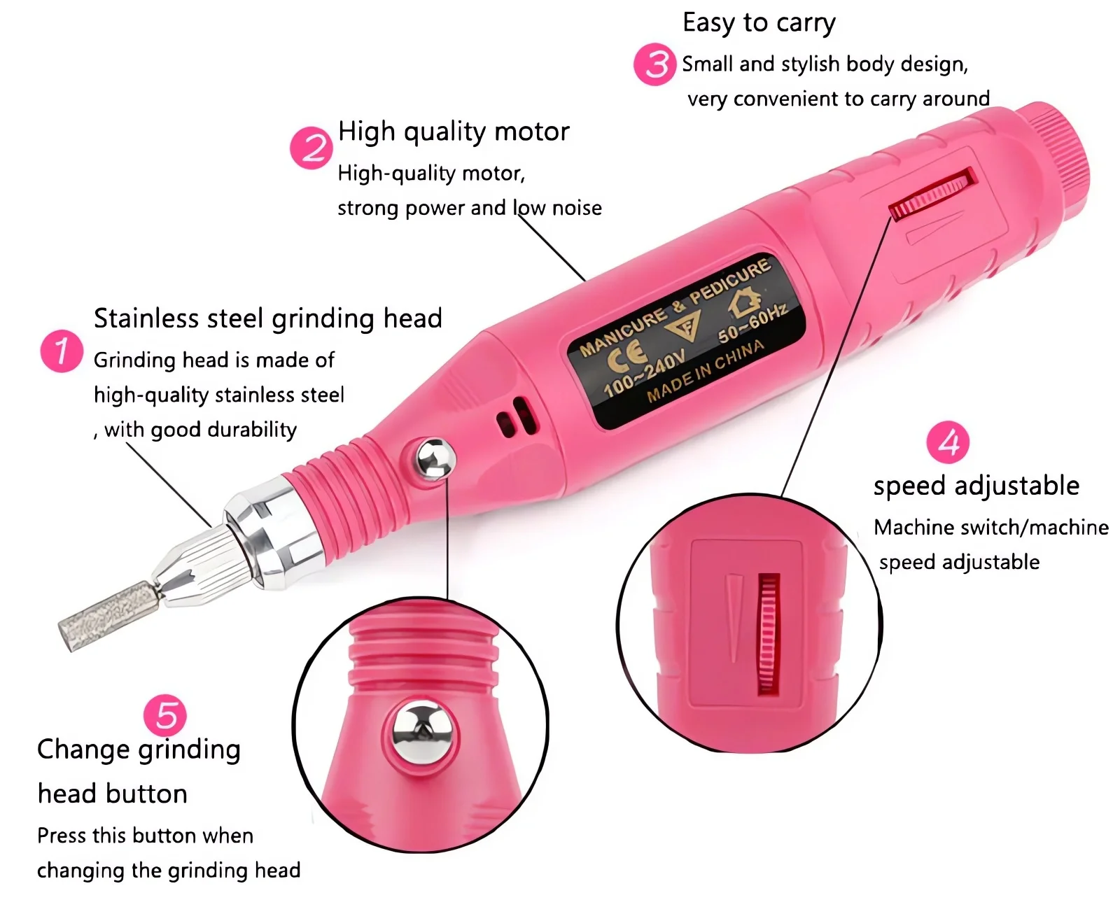 Electric Drill File Nail Machine Nail Sander Manicure Machine Pedicure Tool Set