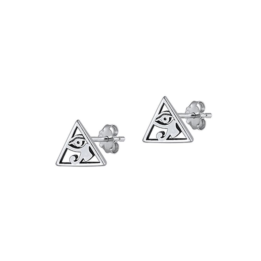 Eye of Horus Triangle Sterling Silver Earrings Jewelry