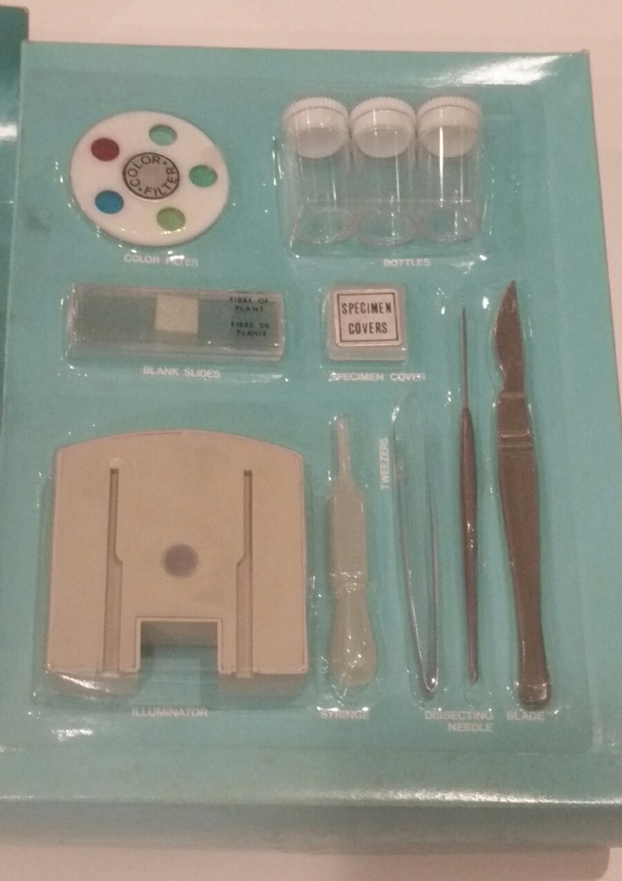 Imco 29 Piece Microscope Lab Kit, 3 lens turrets, 1980