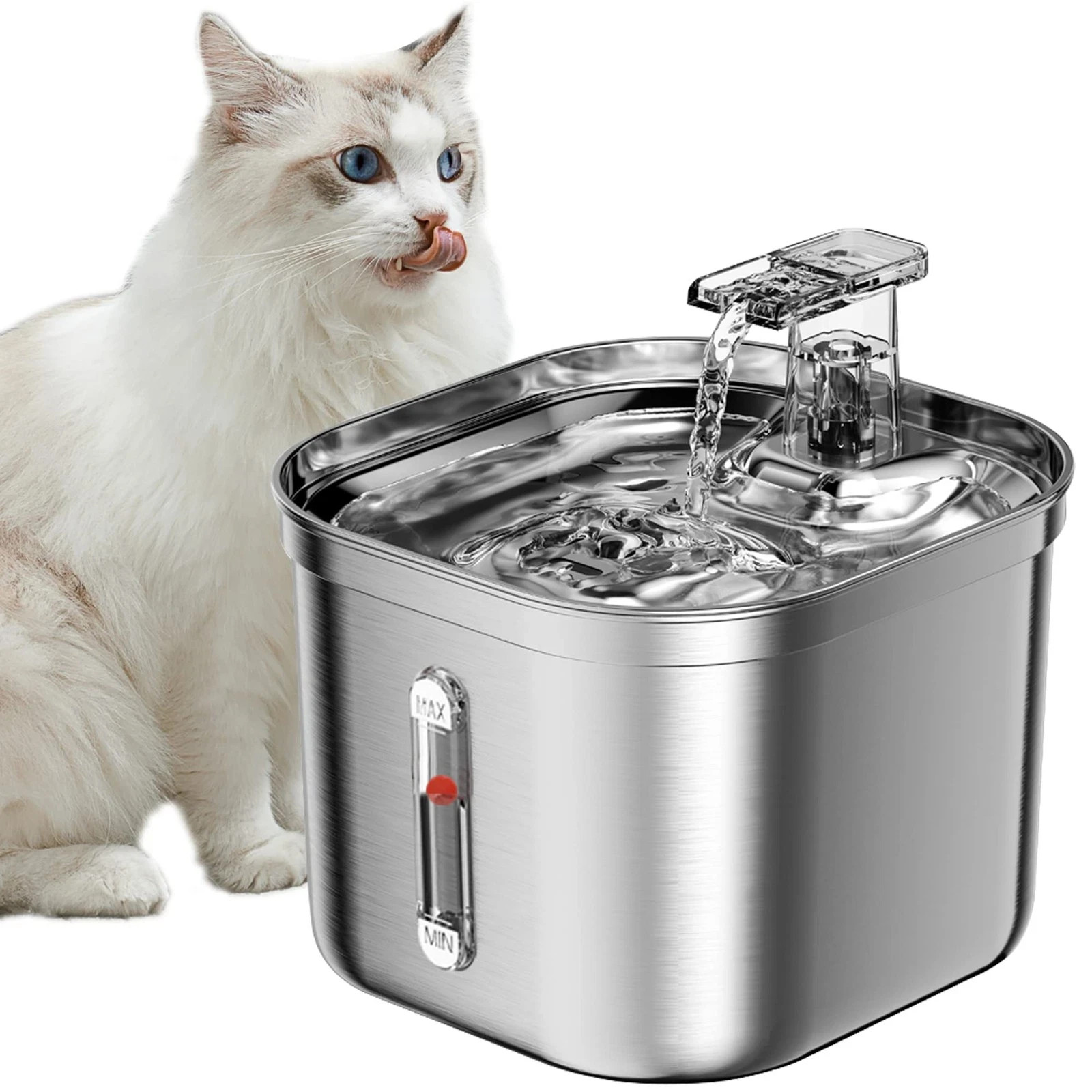 Homtyler Cat Water Fountain, Stainless Steel Pet Water Fountain for Cats Insi...