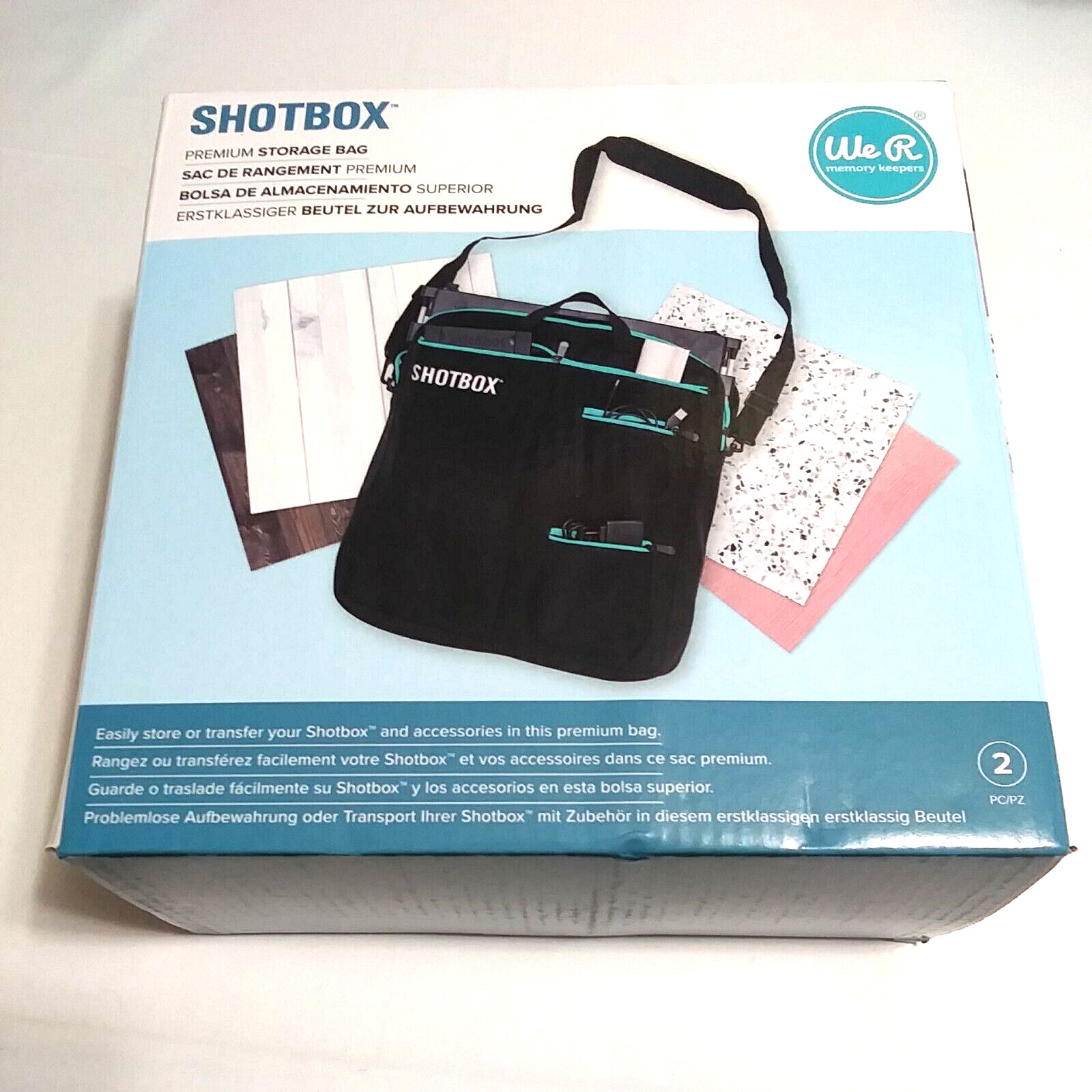 We R Memory Keepers Shot Box W/Storage Bag & Shoulder Strap Brand New