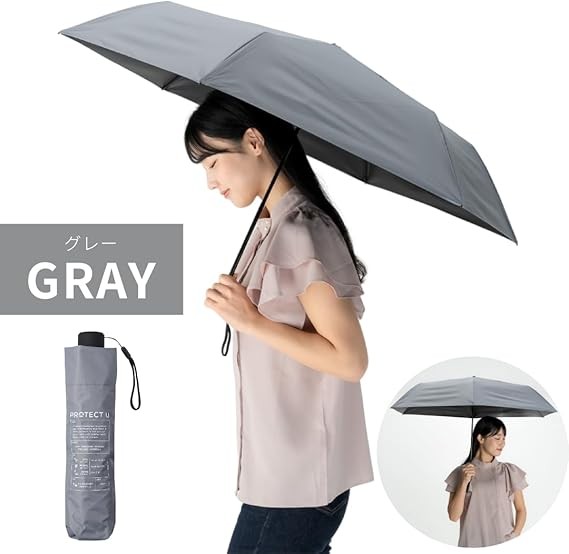 PROTECT U Folding UV Sun Rain Umbrella Gray 99.9% UV Protection Japan