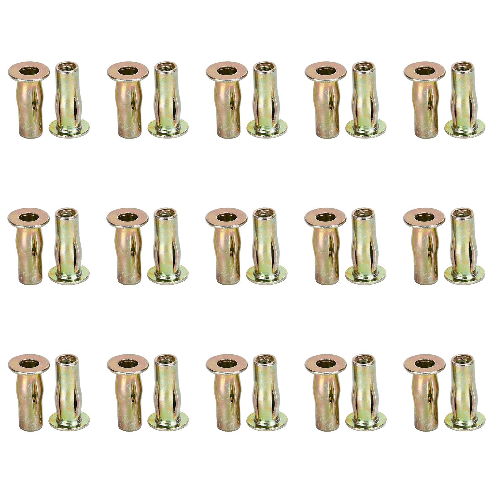 30 PCS M5 Carbon Steel Rivet Nuts Lantern Style Threaded Insert Grooved Body