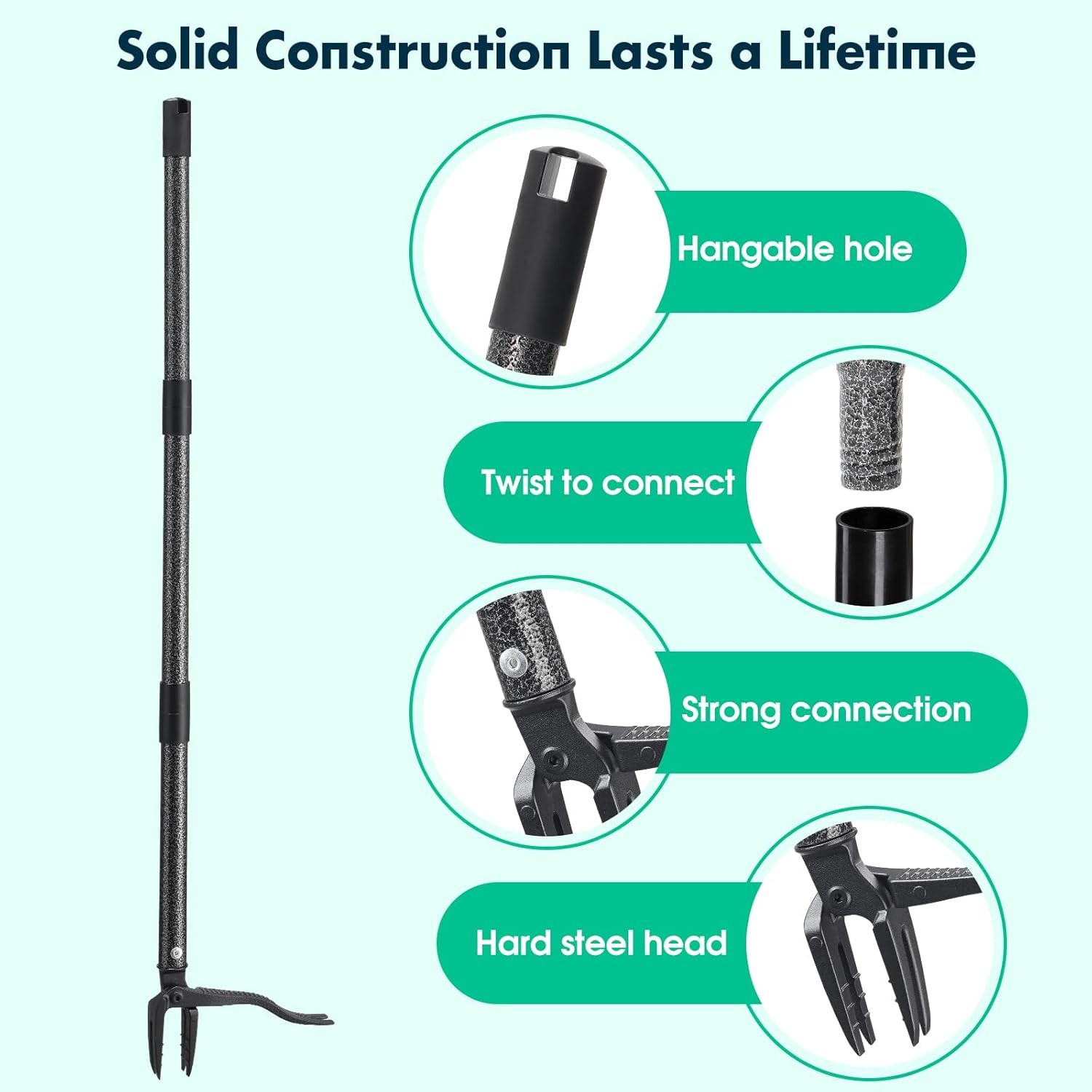 Weed Puller with Long Handle- 63inch - Adjustable Stand Up Tool,...