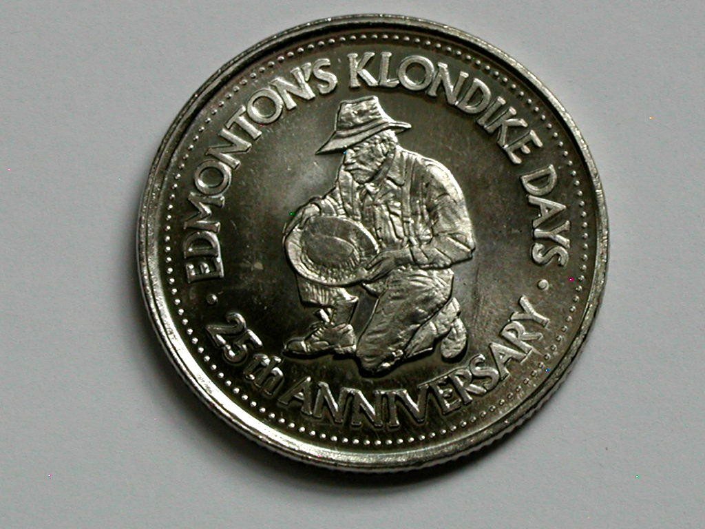 Edmonton AB CANADA 1986 Klondike Days Trade DOLLAR Token with Gold Prospector