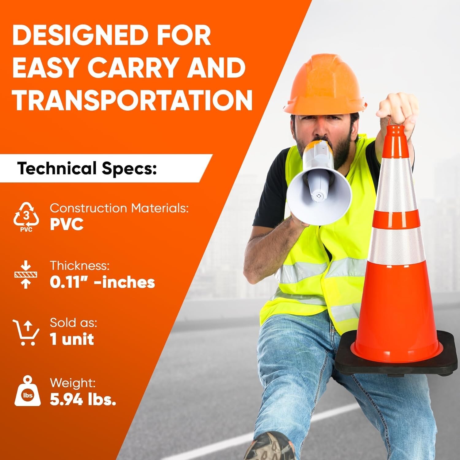 Pyle 28" PVC Cone - 4 Pieces High Visibility Structurally Stable