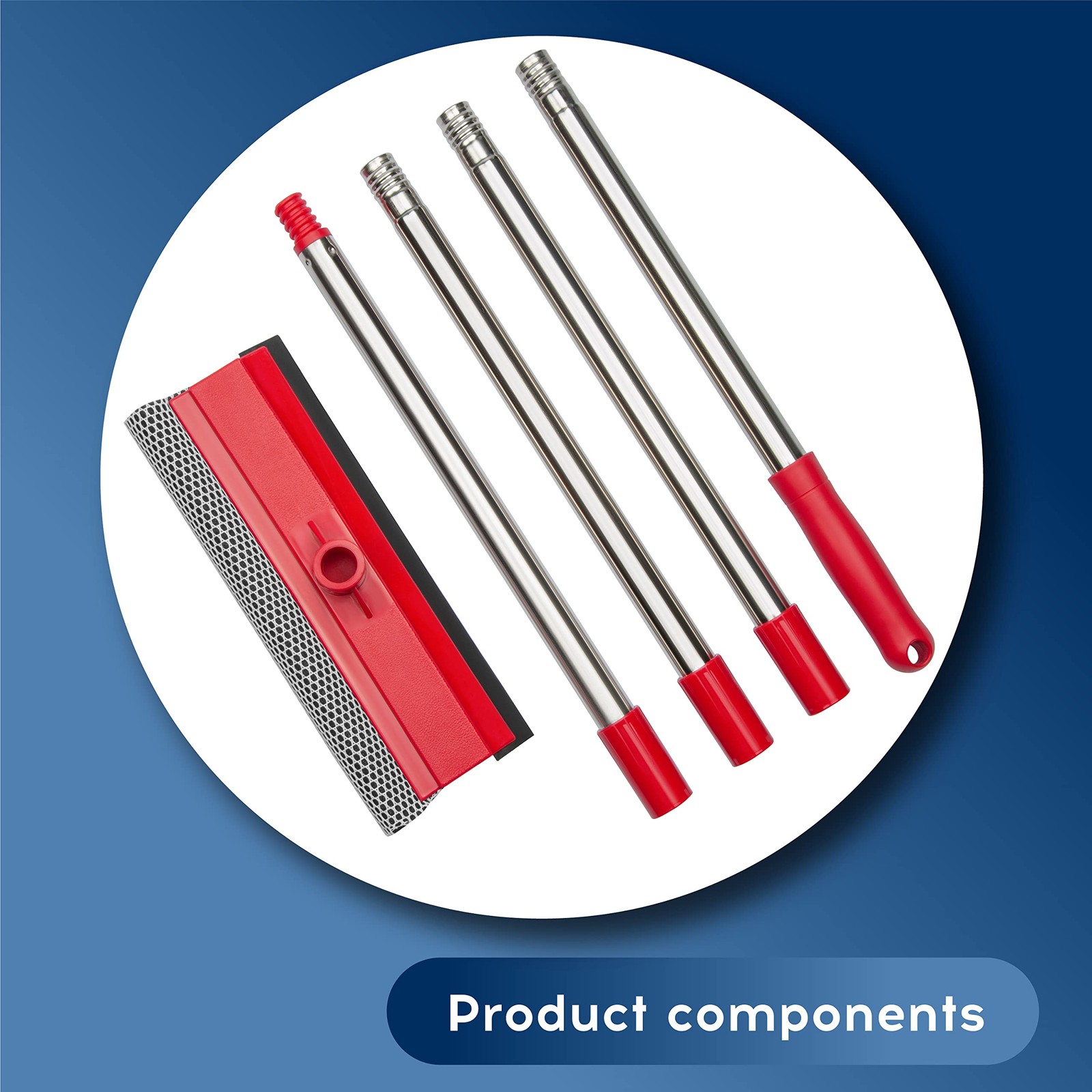 DSV Standard Window Squeegee, 2-in-1 Multi-Section Red