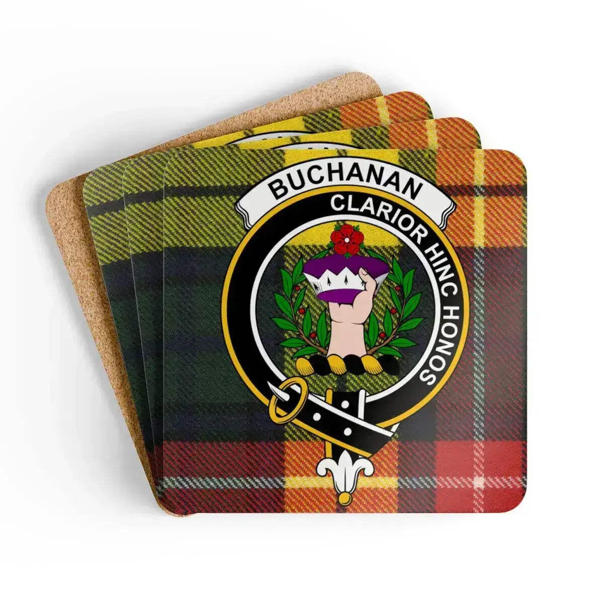 Buchanan Crest Clarion Hinc Honos Coaster Set