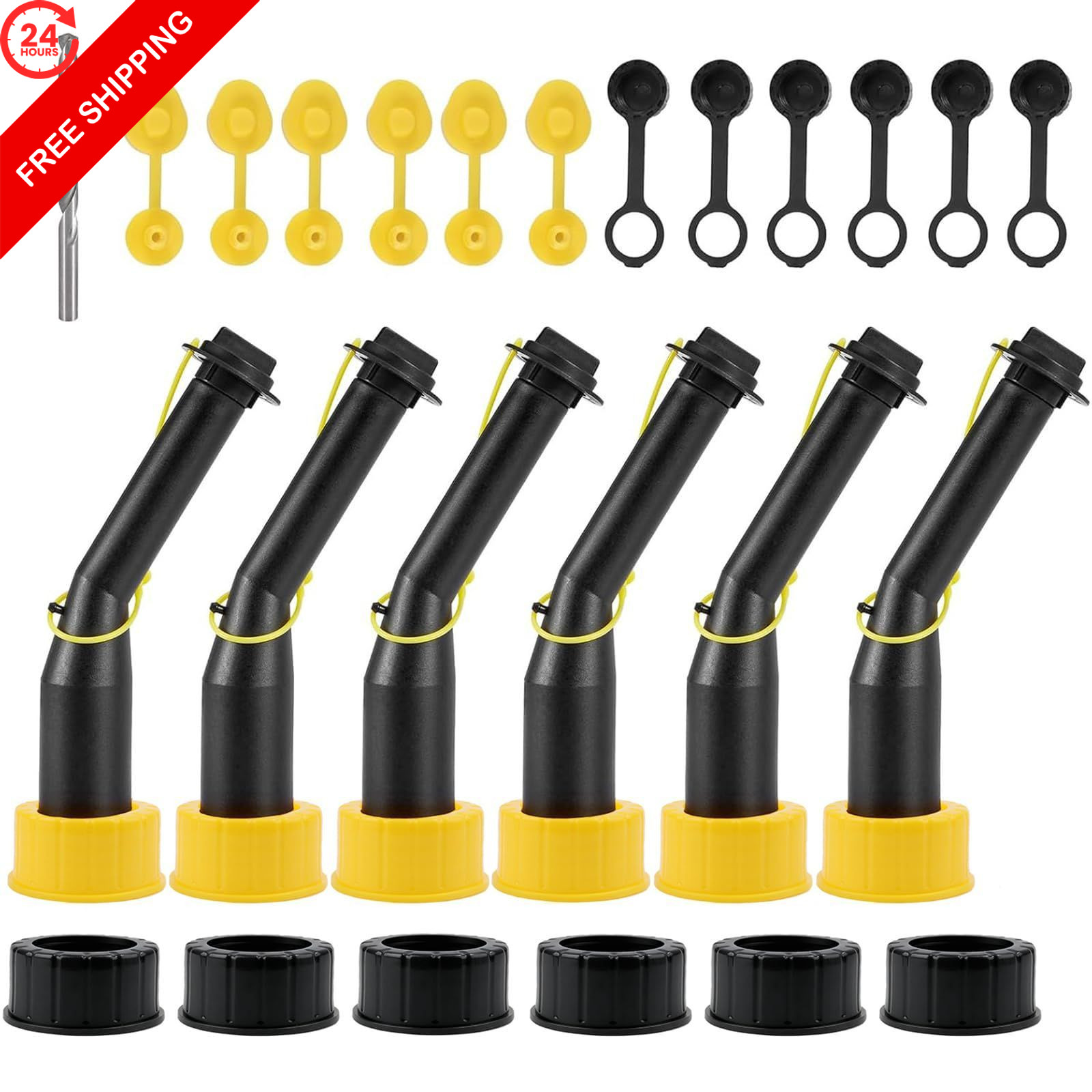 Gedlex Gas Can Spout Nozzle Set Replacement Universal Kit Leakproof yellow