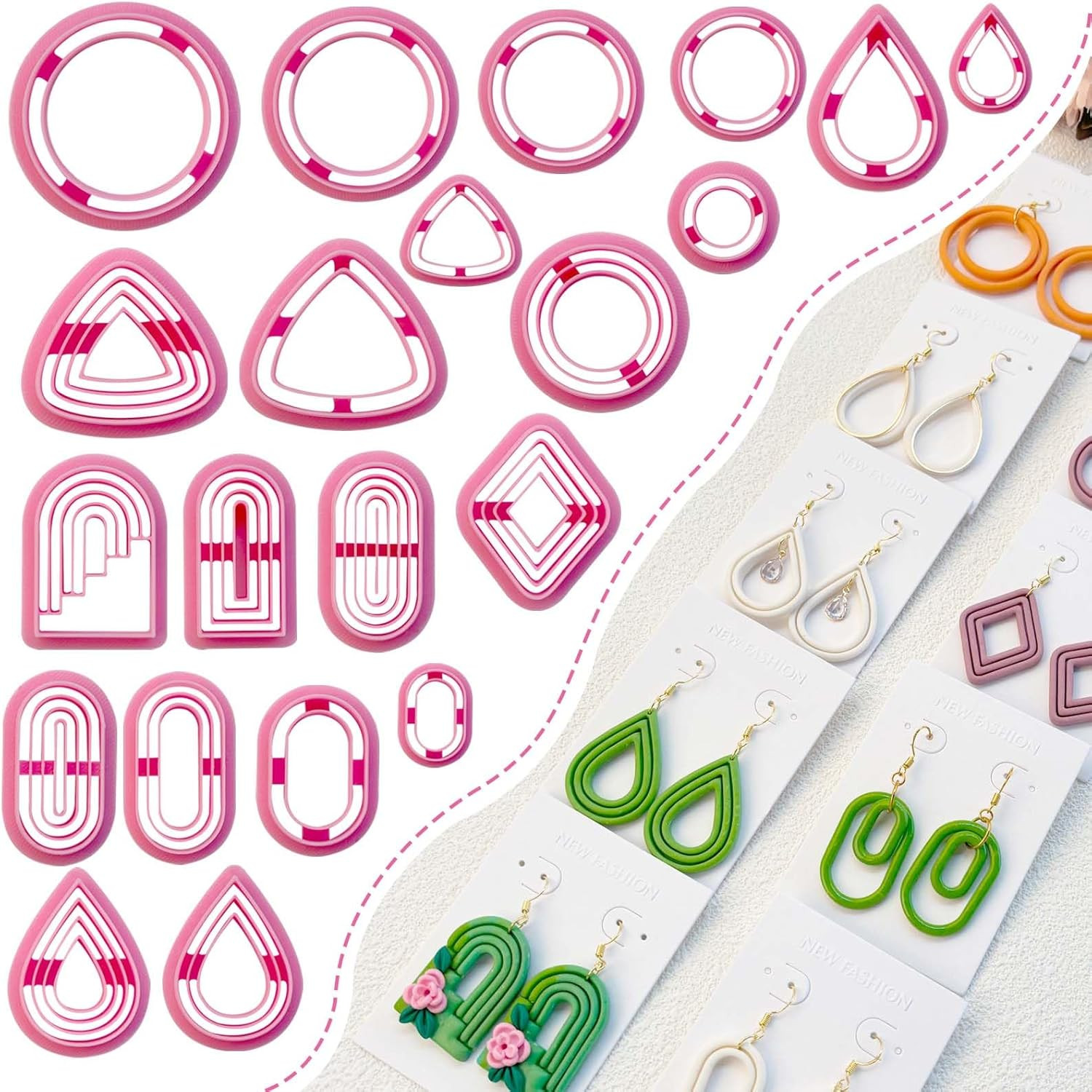 Polymer Clay Cutters for Earrings Making - Spring Clay Cutters,21 Shapes for Ear
