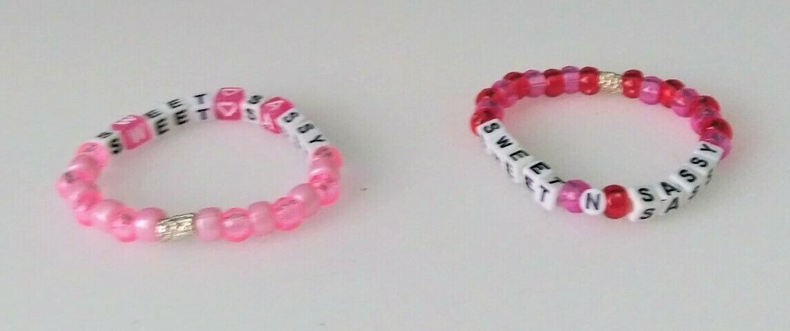 Two Minimalist Beaded Bracelets-Sweet N Sassy -Stretchy-Handmade and Unique