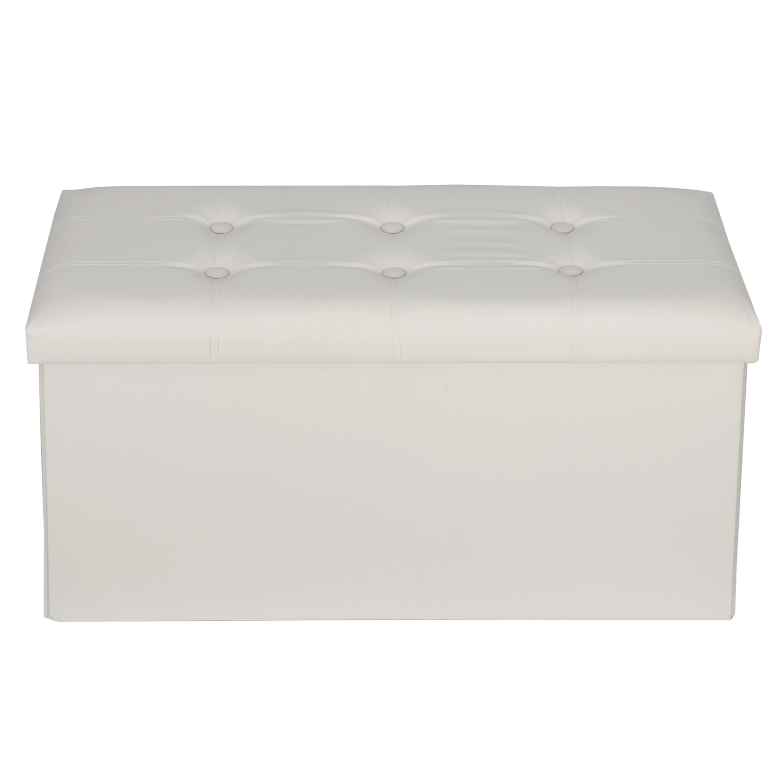 Durable 30" Ottoman Storage Bench Chest Folding Footstool W/Removable Lid Beige