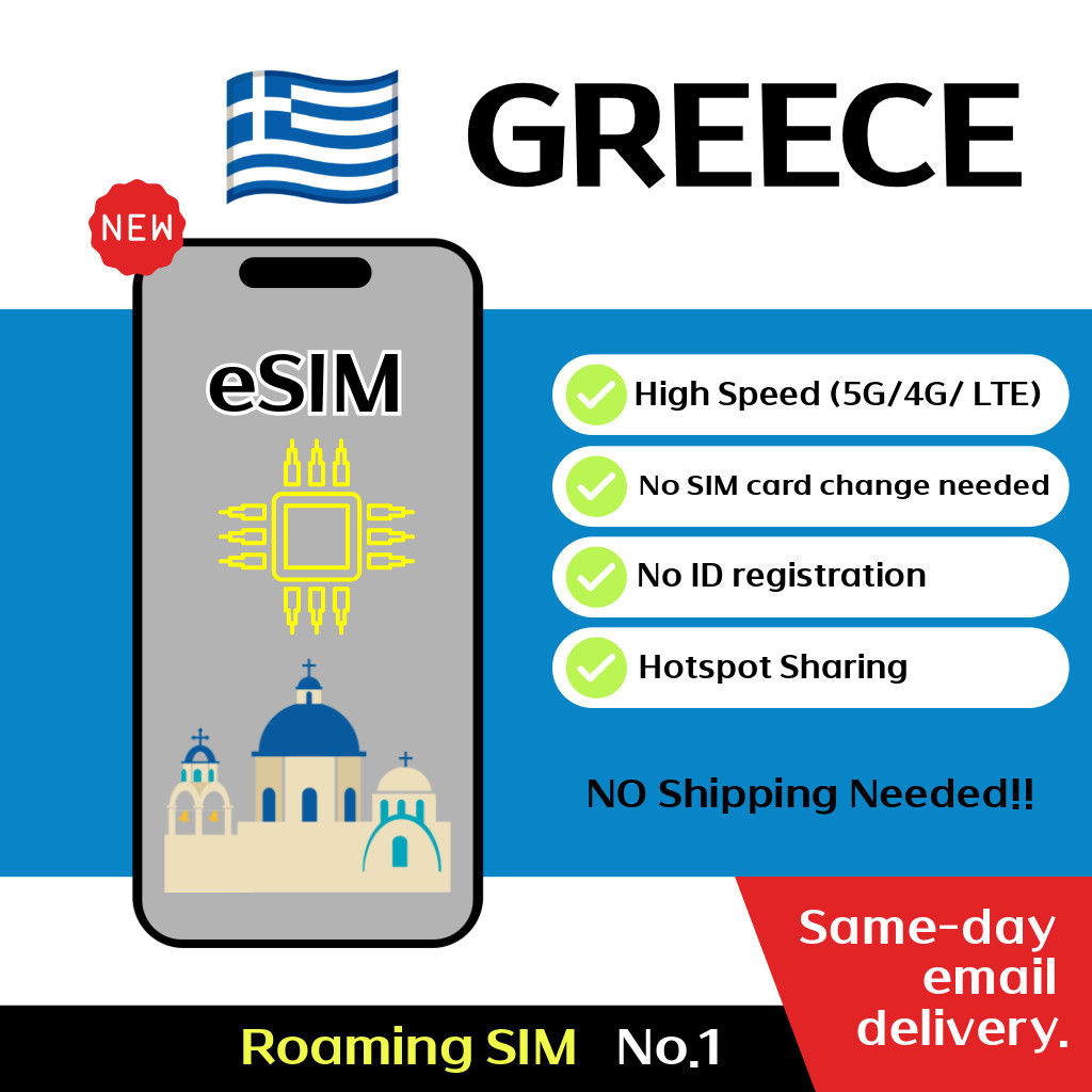 Greece  + Europe Travel eSIM - 30 Days - 20GB / 30GB / 50GB, Unlimited