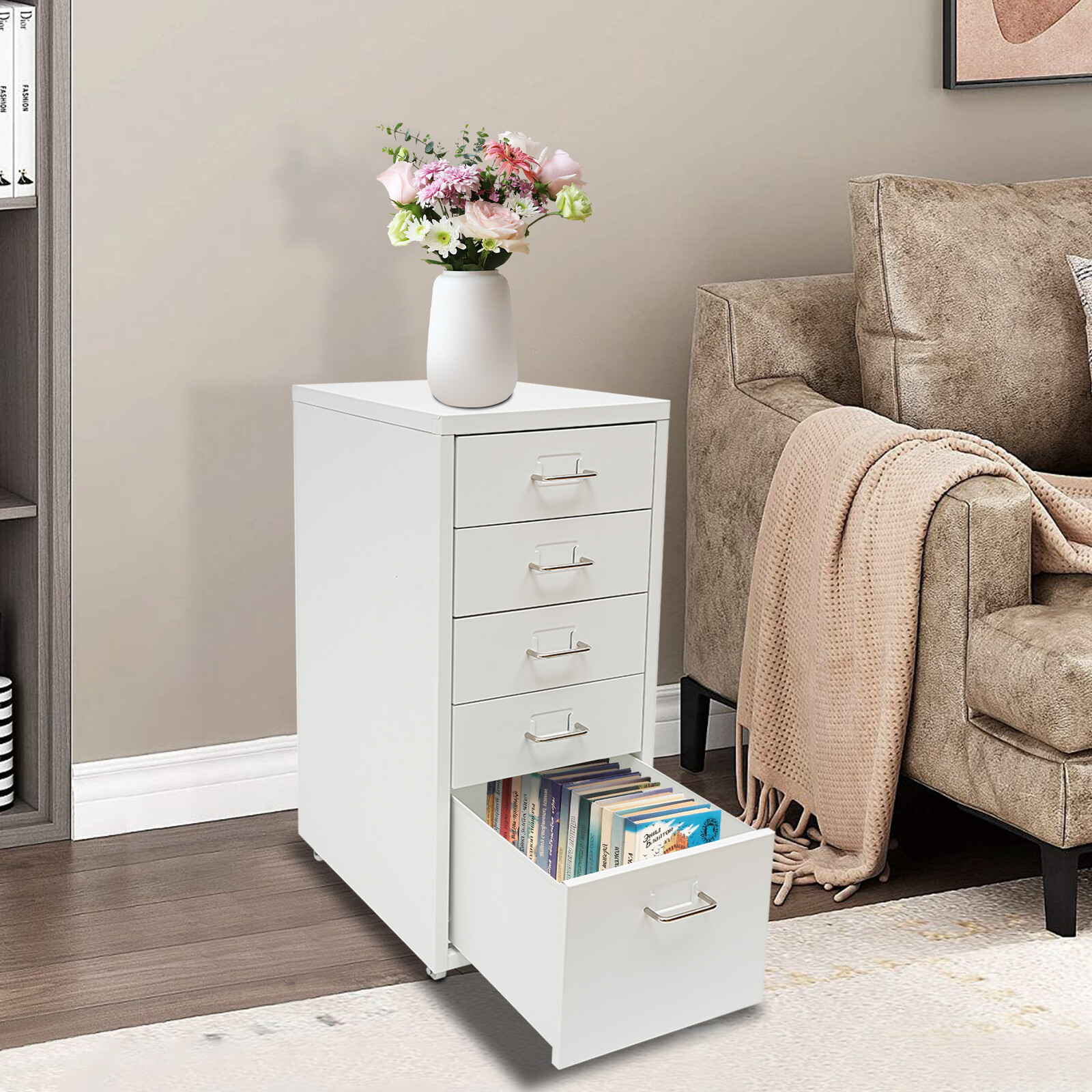 5-Drawer Rolling Tool Chest Storage Cabinet with Drawers ，5Doors for Home Office