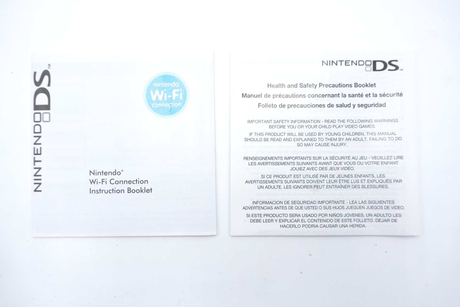 Nintendo DS Health and Safety Precautions + Wi-Fi Connection Booklets Manuals