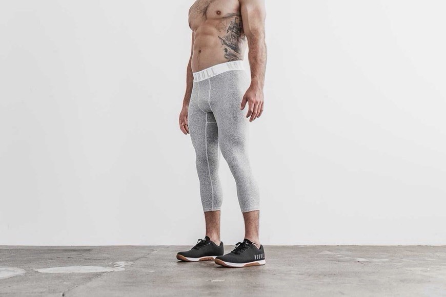 NWT NOBULL Men’s 3/4 Compression Tights - 3X XXXL - White Heather Gray