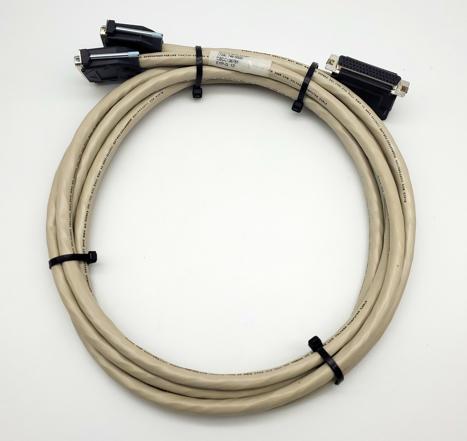 Black Box CBCC-136751 Cable 12 Foot 25 Pin EYP-Q RS232