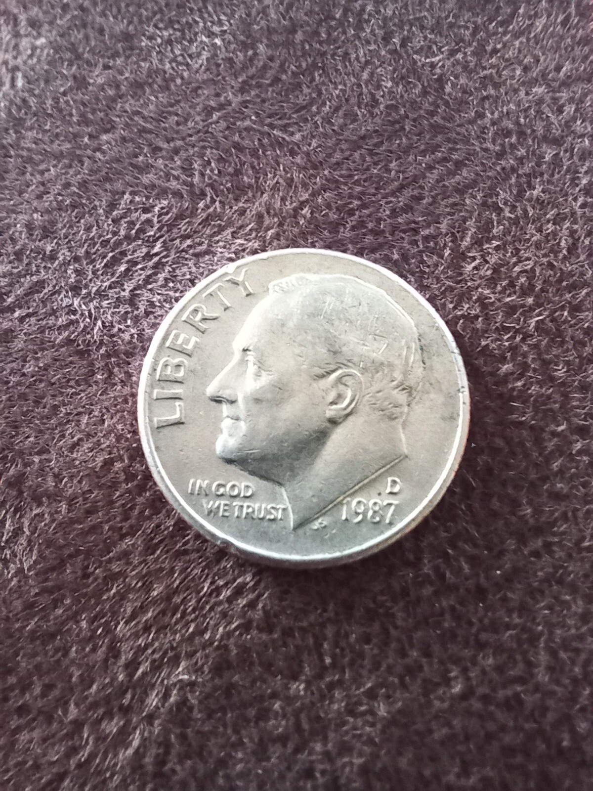 1987-D Dime Roosevelt FDR 10-Cents Denver Mint United States of America Coin 10C