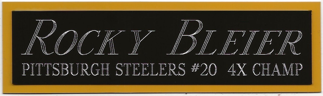 ROCKY BLEIER PITTSBURGH STEELERS NAMEPLATE FO AUTOGRAPHED Signed Football JERSEY