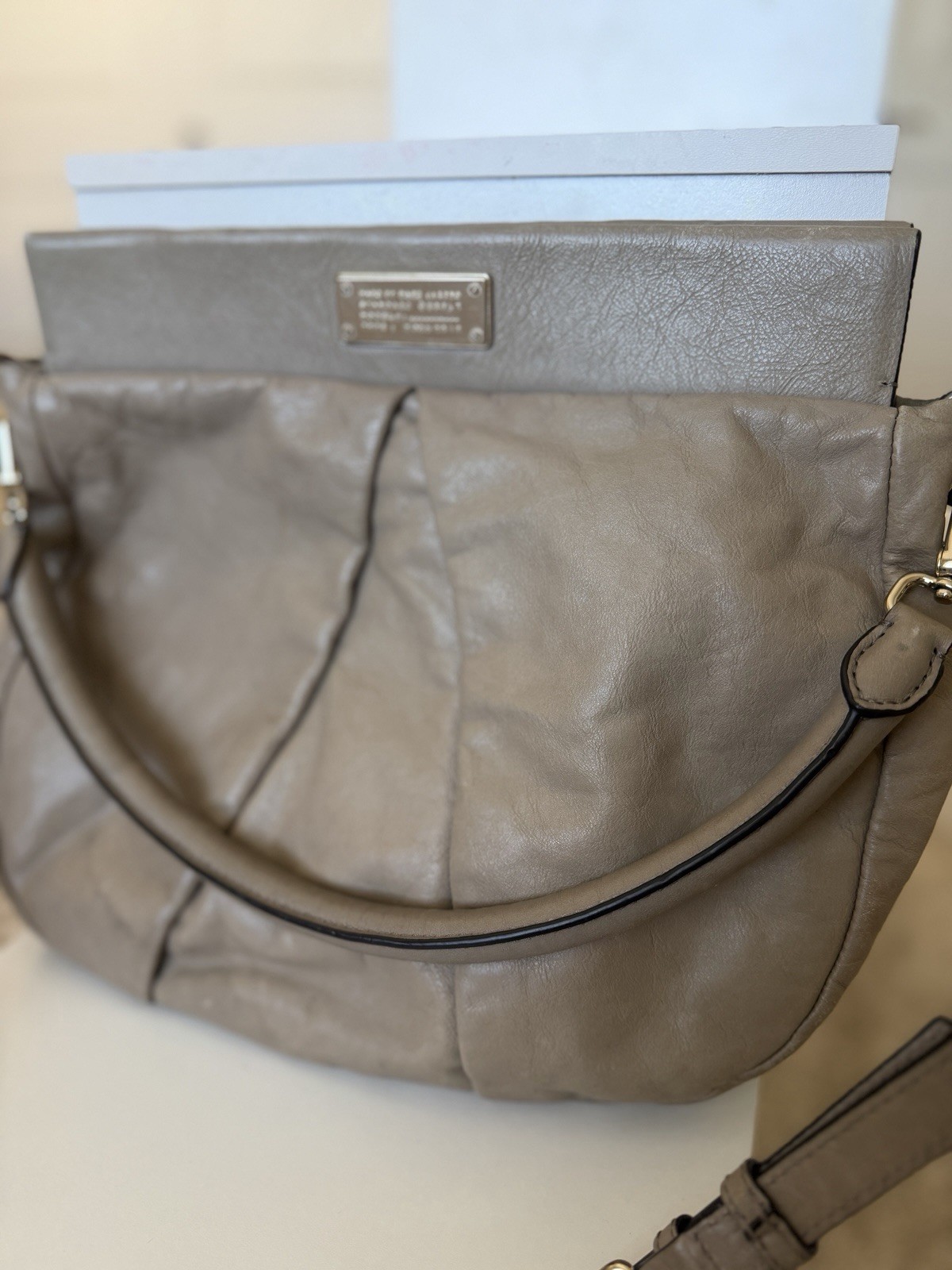 Marc by Marc Jacobs Taupe Crescent Shoulder Bag Magnetic Snap Adjustable Strap