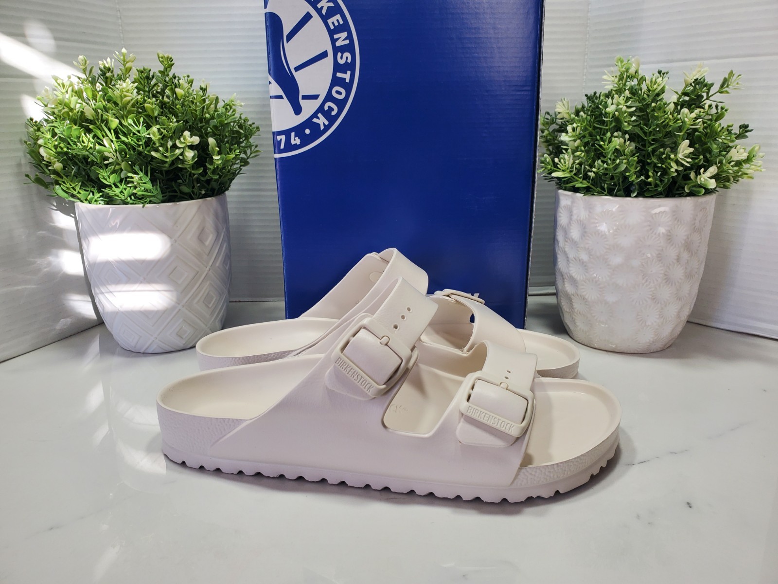 Birkenstock Arizona EVA Sandals Slip On Slide Shoes Eggshell Men's EU42/US9 *New