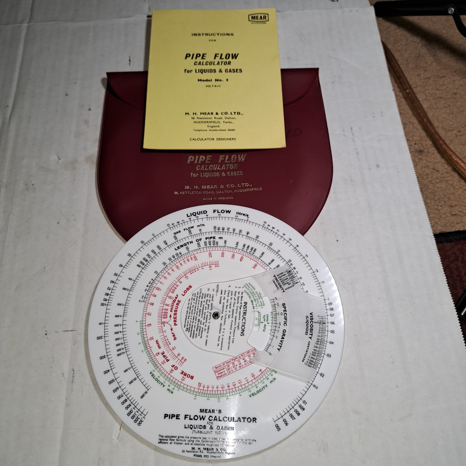 Pipe Flow Calculator Metric Liquid & Gas Standard Huddersfield,England Model 3