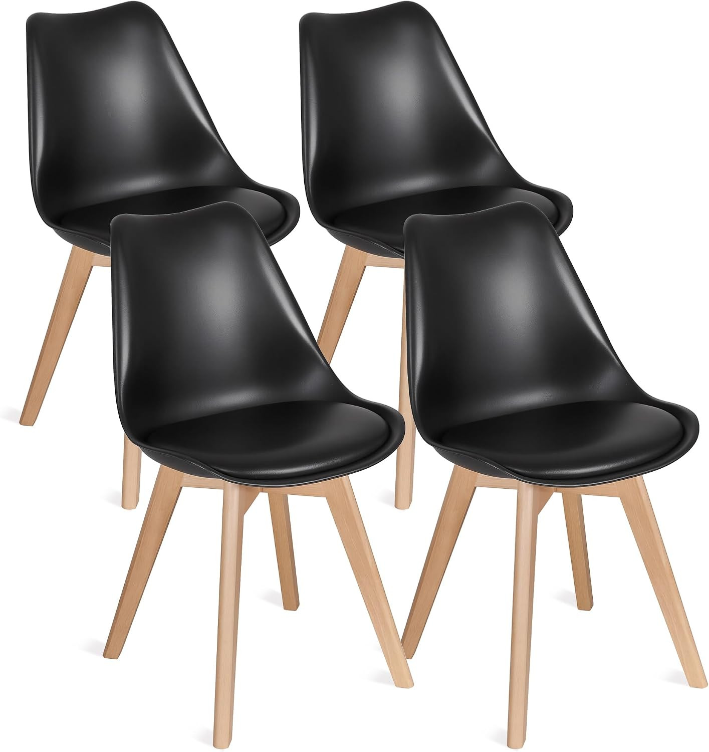 VECELO Dining Chairs Set of 4, Mid-Century Modern Kitchen & Dining Room Chairs,