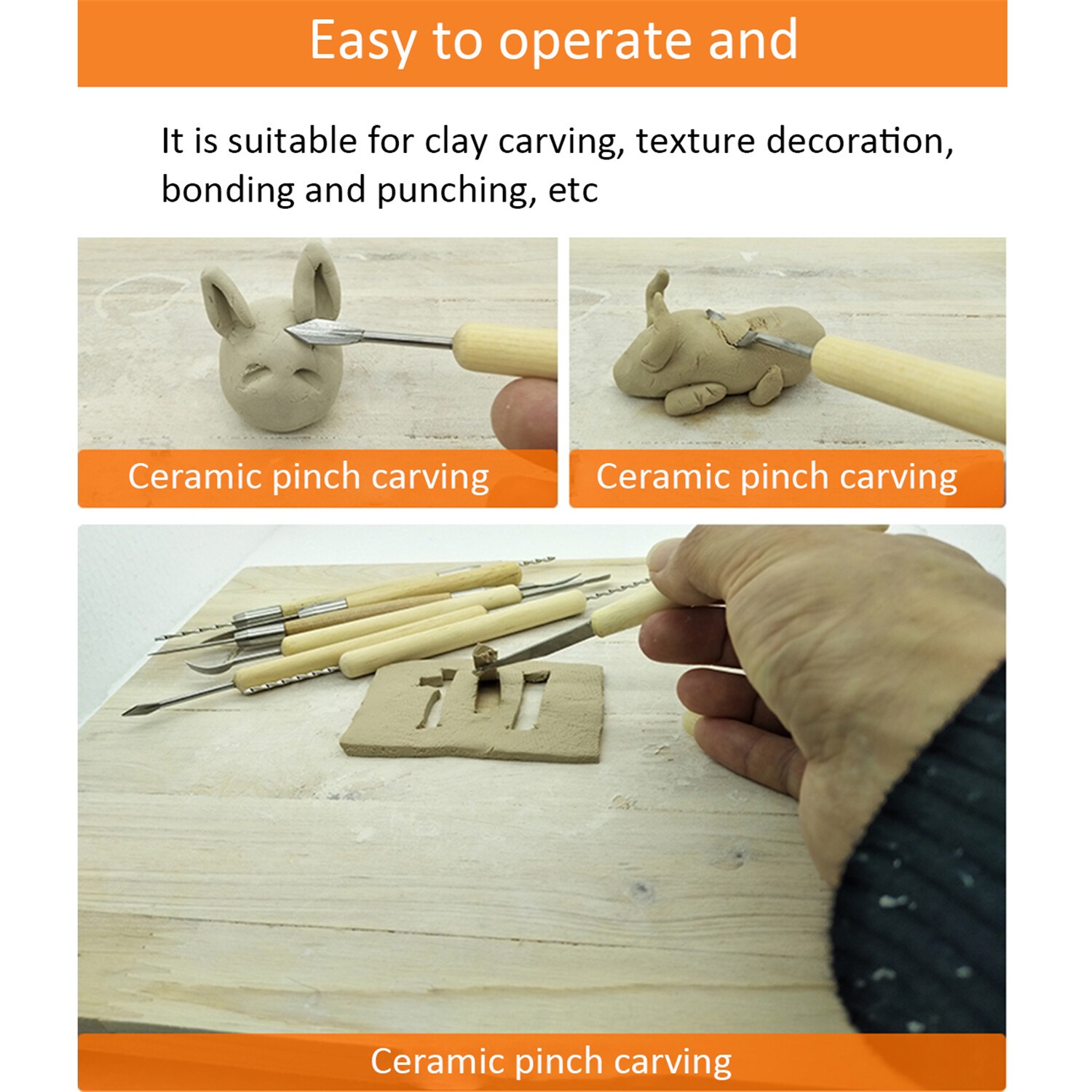 11Pcs Pottery Clay Sculpting Tool Set Wooden Handle Ceramic Carving Shaping Tool
