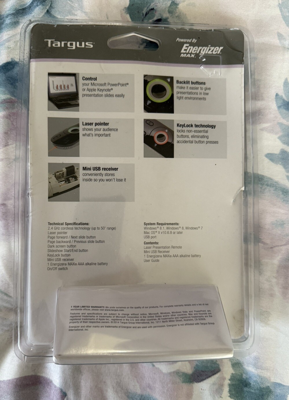 Targus Laser Highlights & Presentation Remote with Key Lock Technology 50’ Range