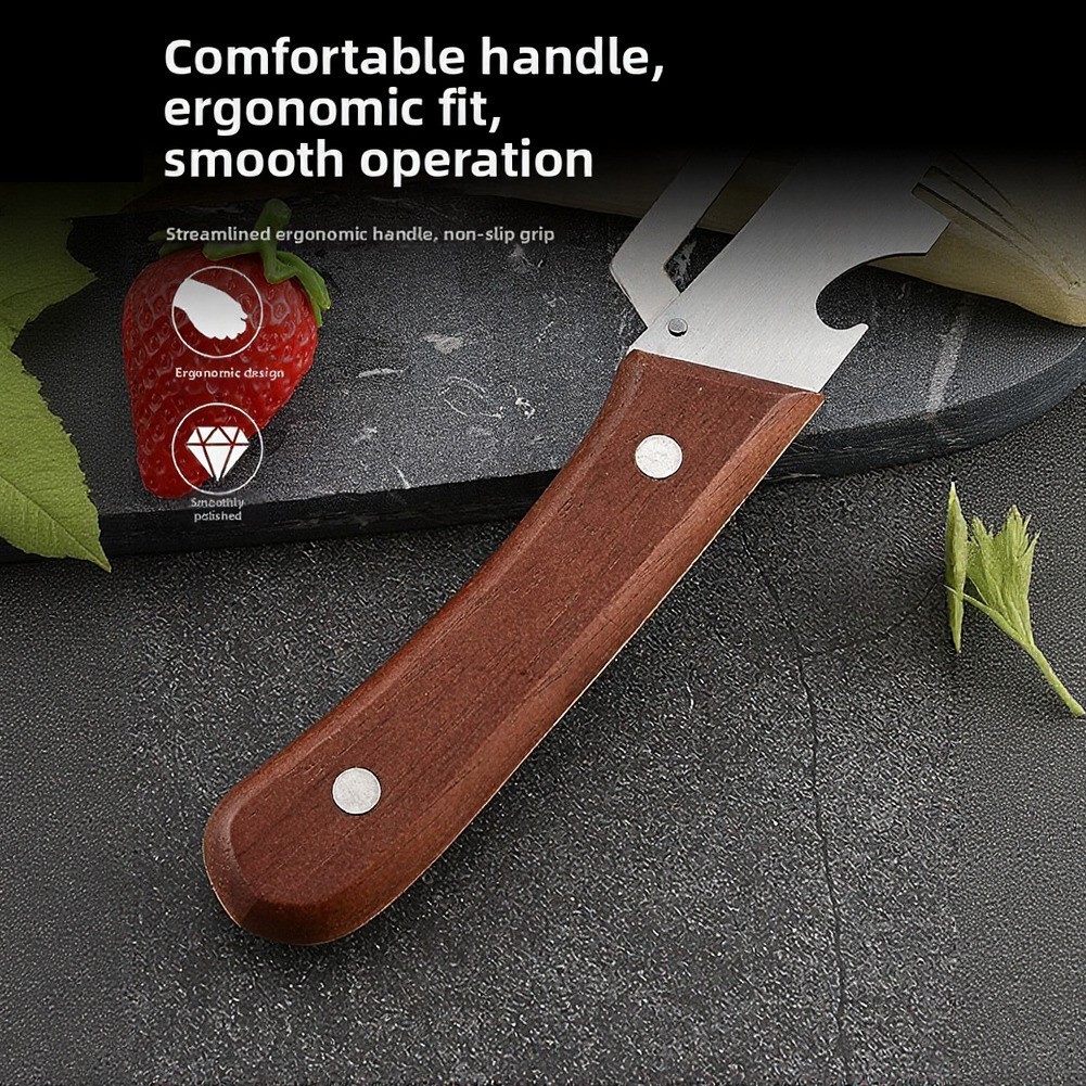 Vegetable Peeler with Wood Handle Stainless Cutting Edge and Onion Comb
