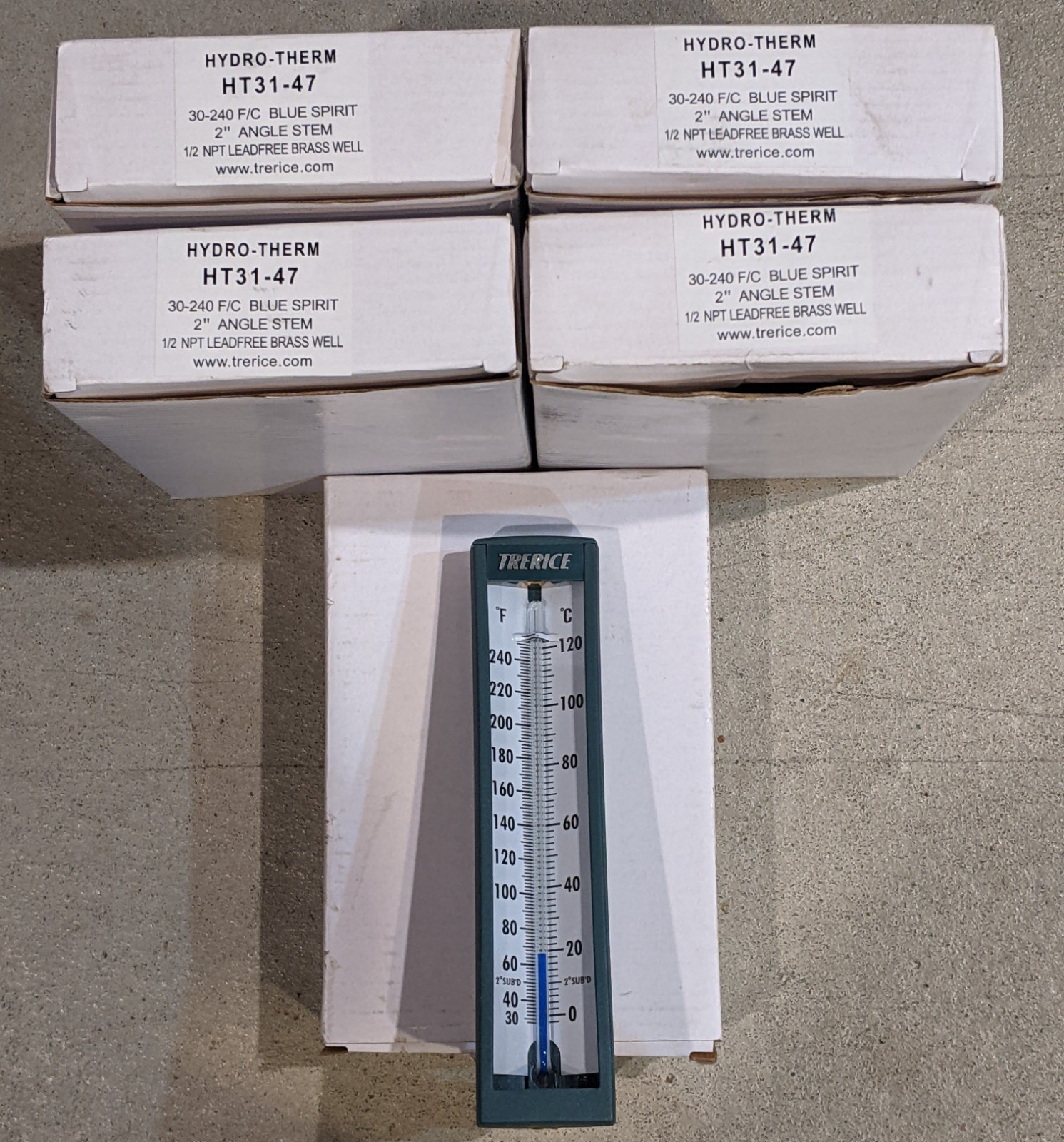 NEW Trerice Hydro-Therm HT31-47  30-240 F/C Blue Spirit 2"  Thermometer LOT of 5