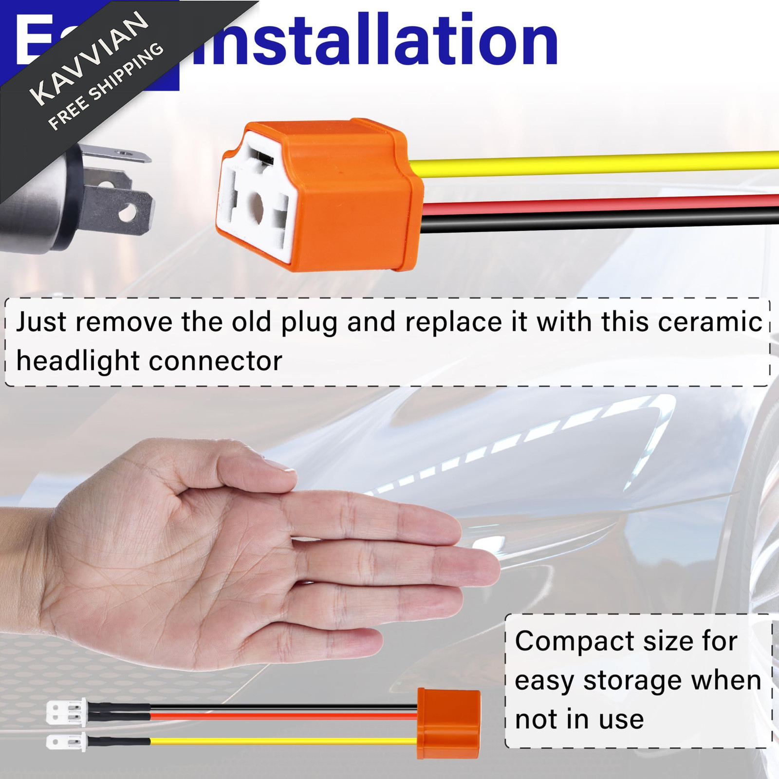 2 PCS H4 HB2 9003 Headlight Socket Wire Connector, 16AWG Ceramic Multicolored