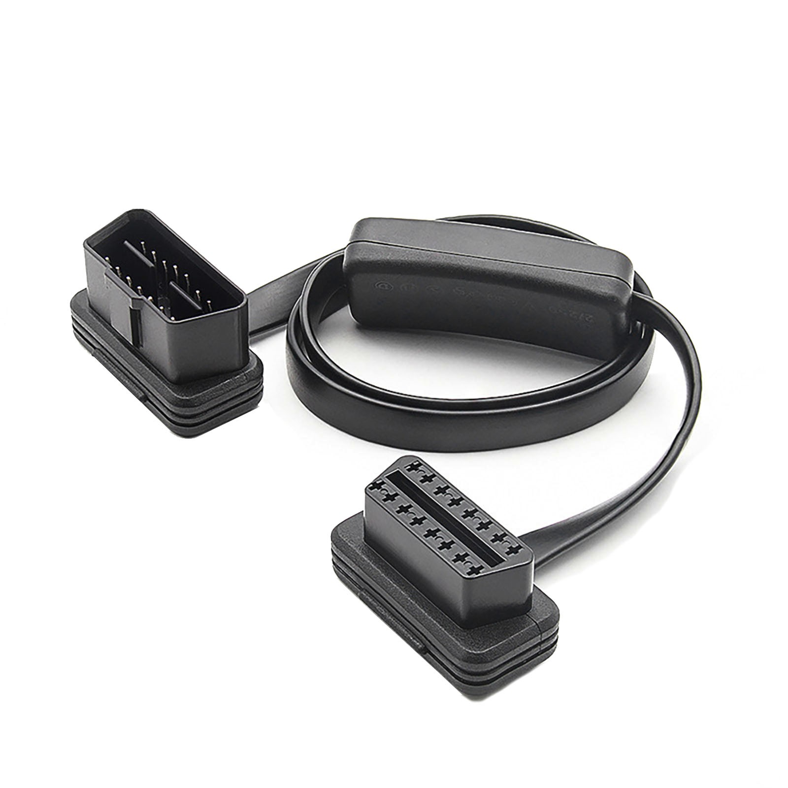 60cm OBD2 II Low Profile Left Right Angle Y Splitter Flat Ribbon Extension Cable