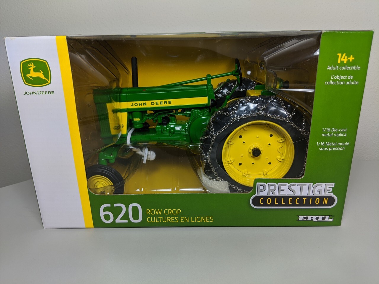 John Deere 620 Tractor with Wide Front and Chains 1:16  LP64437