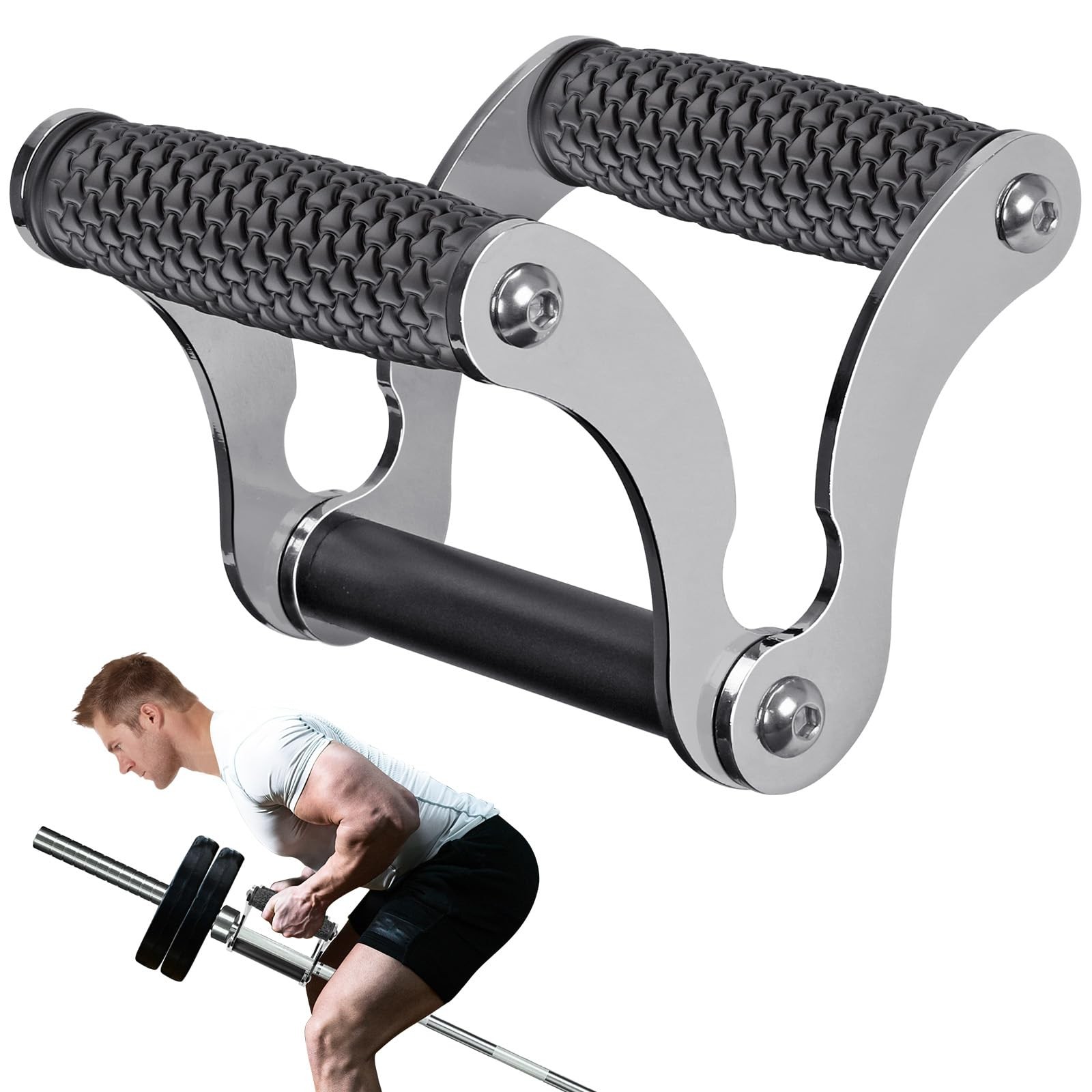 V Bar Landmine Handle Attachment, Solid Landmine Double D Handle T Row Attach...