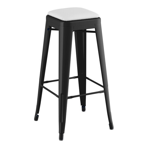 4 PACK White Vinyl Seat Cushion For Cafe Style Metal Restaurant Barstool Chairs