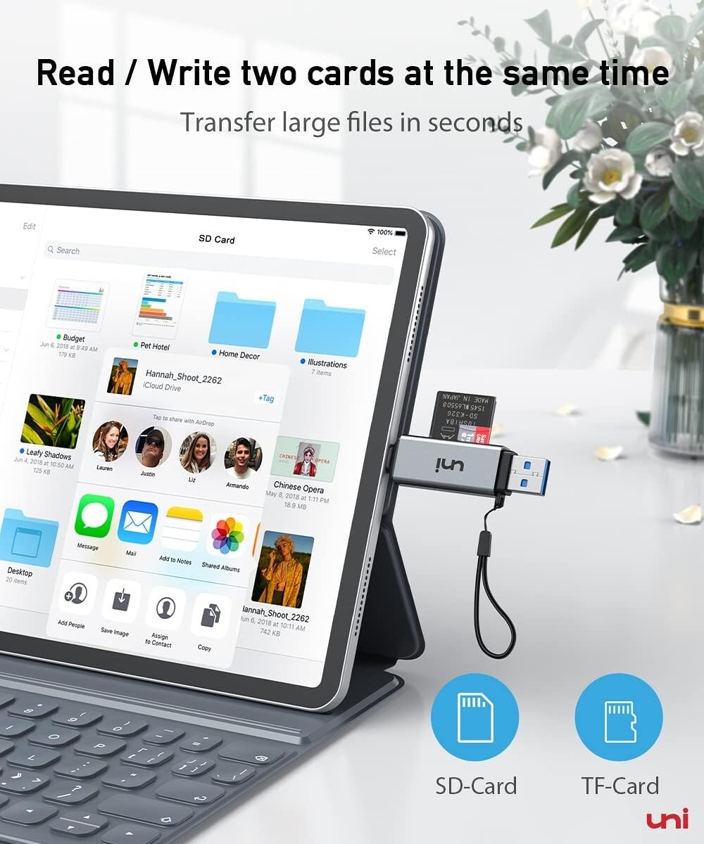 uni USB 3.0/USB C to Micro SD Memory Card Adapter for SD/Micro SD/SDHC/SDXC/MMC
