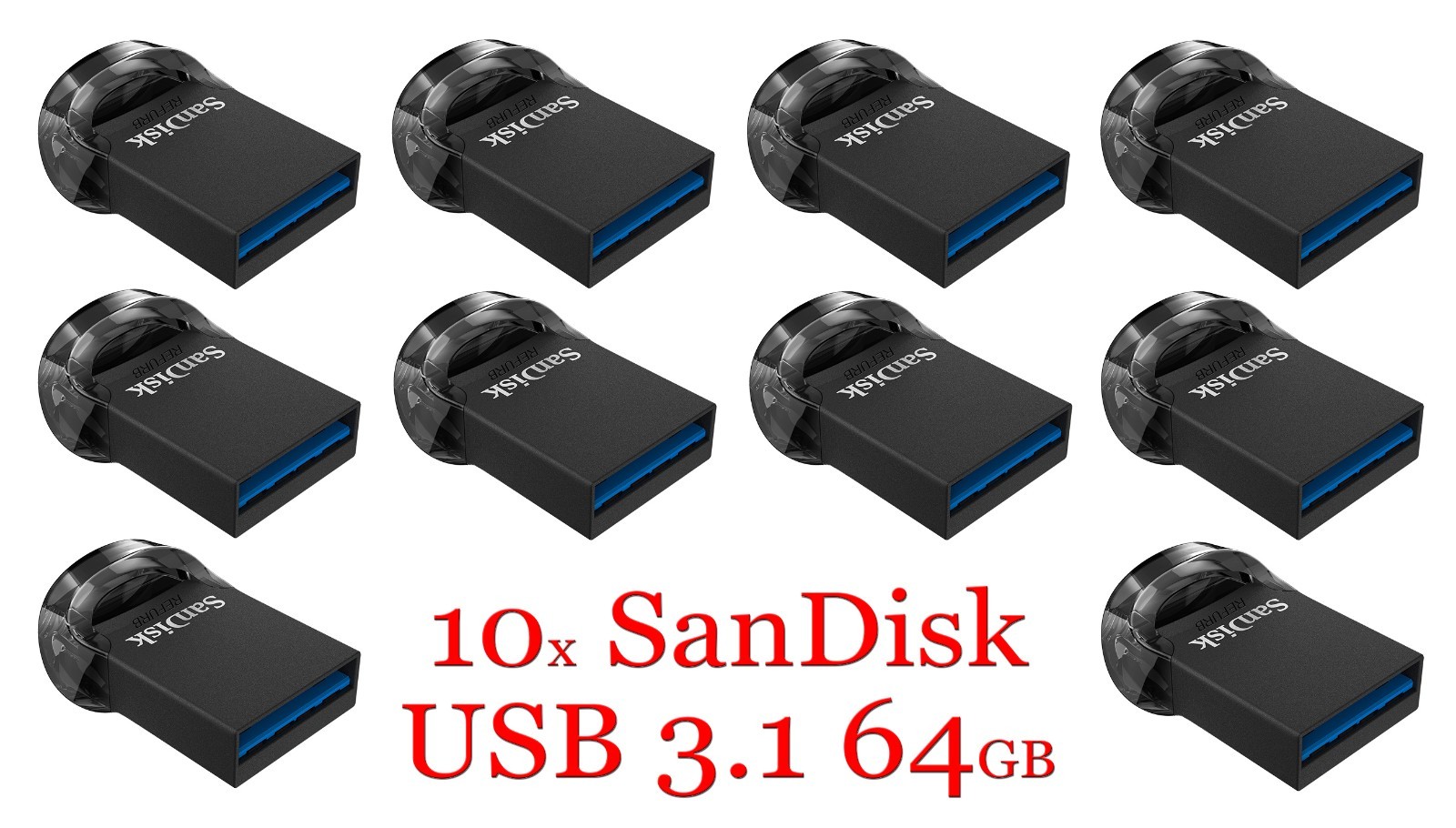 LOT 10x SanDisk ULTRA FIT USB Drive 64 GB USB3.1 SDCZ430-064G U
