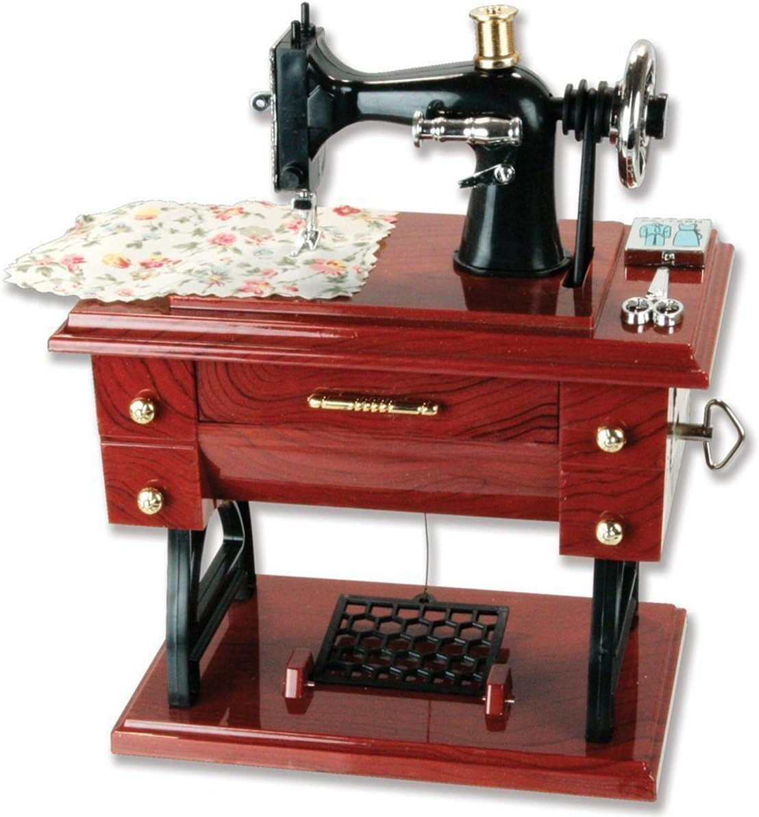Vintage Mini Sewing Machine Style Plastic Music Box Table Desk Decoration Toy Gi