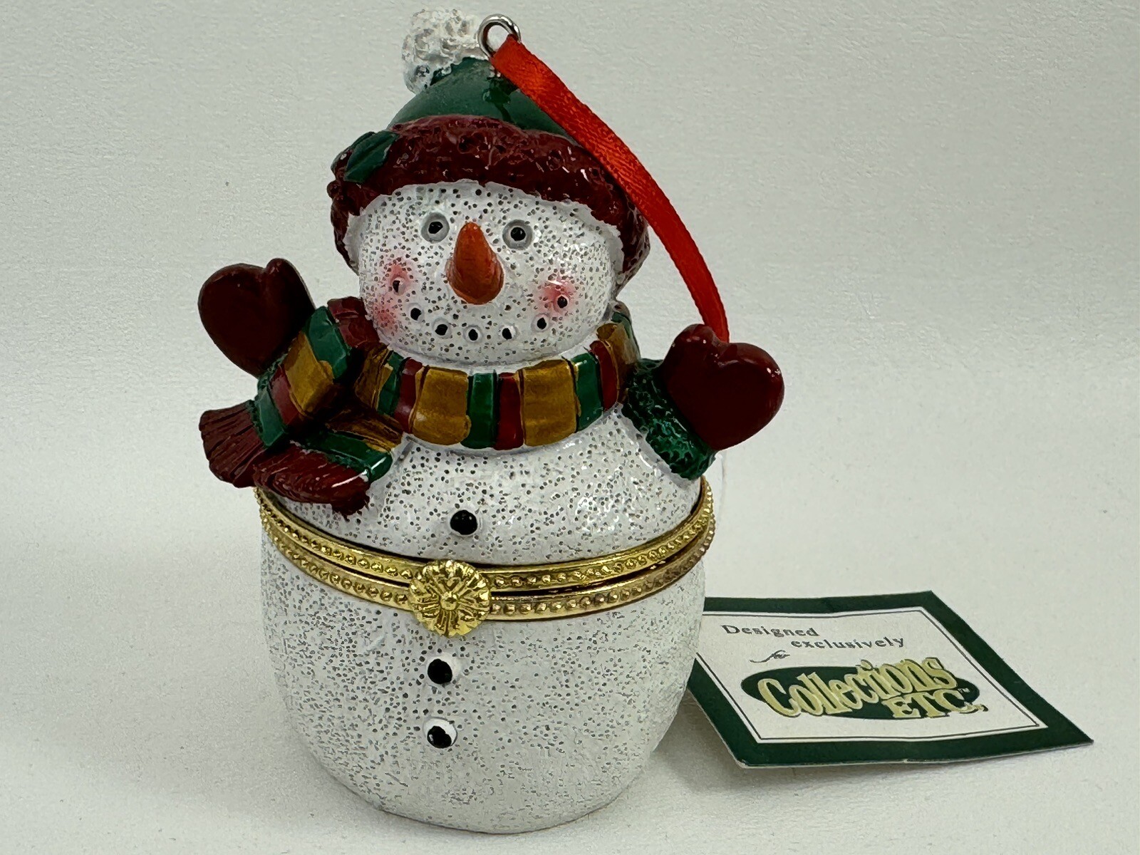 Collections ect. Christmas Hinged Trinket Box Snowman decor