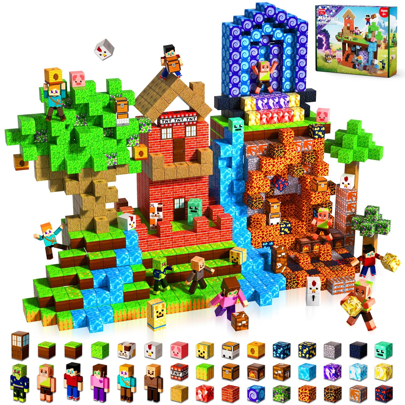 210 Pcs Magnetic Blocks - Magnetic Building Blocks Toys for Kids Ages 4-8, Magne