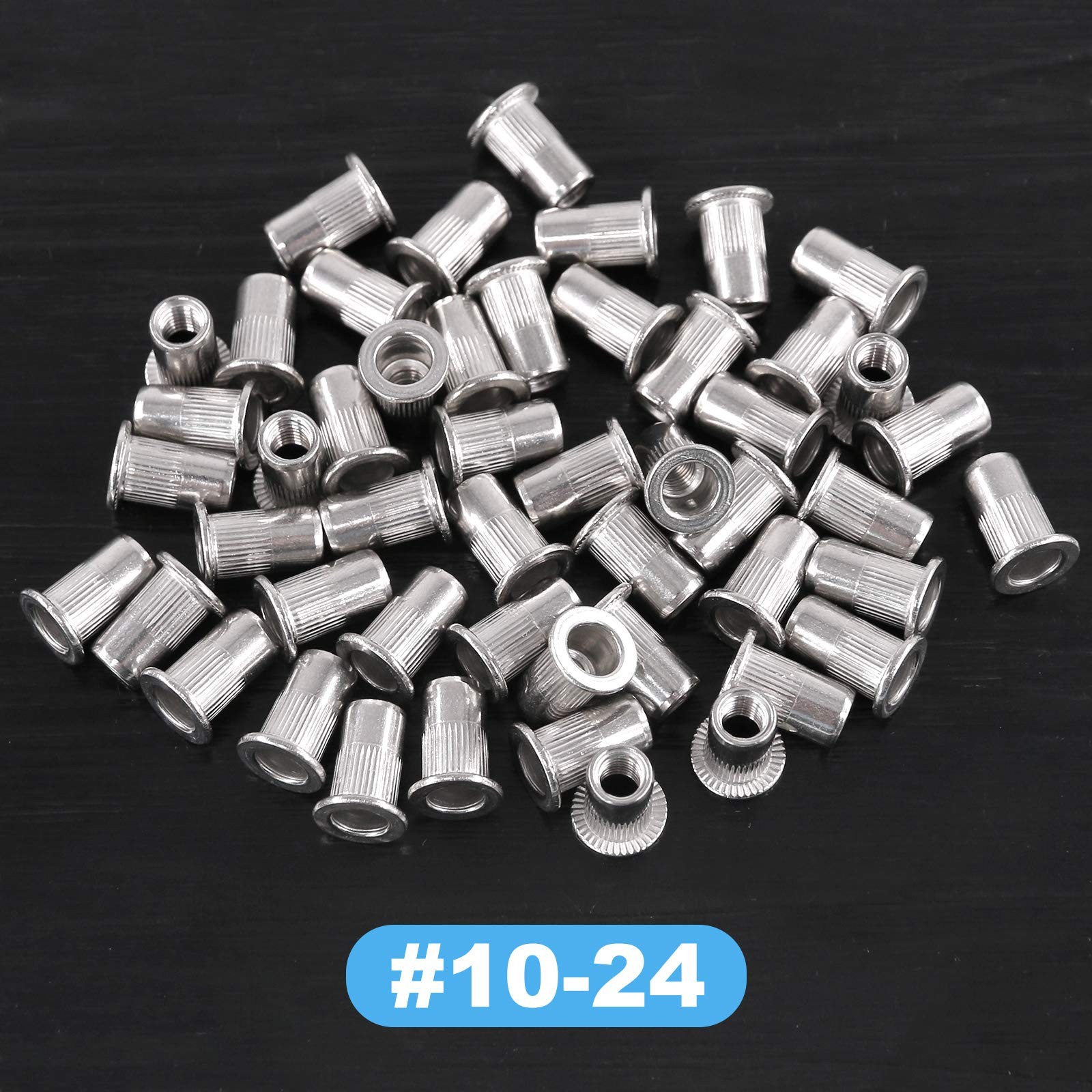 50 PCS #1024 UNC 304 Stainless Steel Rivet Nuts Flat Head Threaded Insert