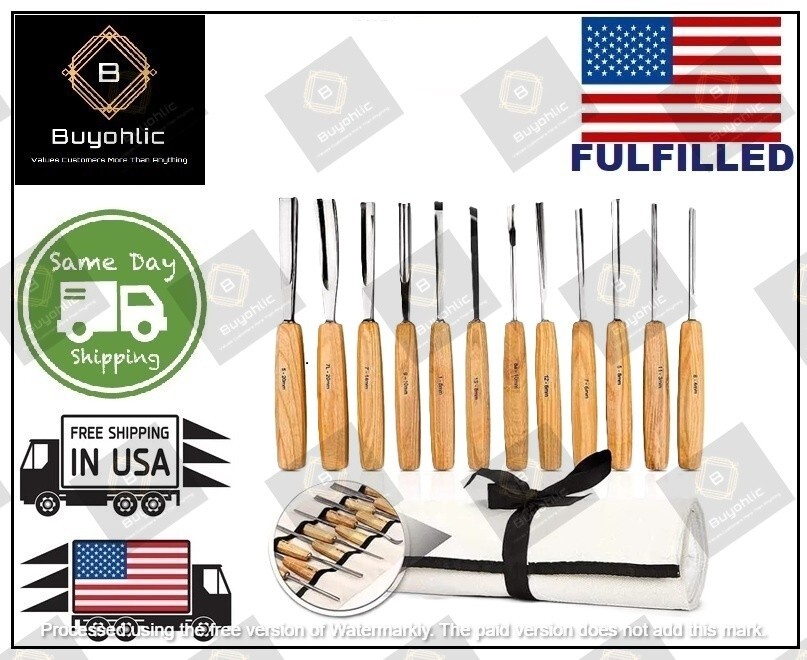 Wood Carving Tool, 12pcs Wood Whittling Kit with Canvas Case -USA FULFILLED