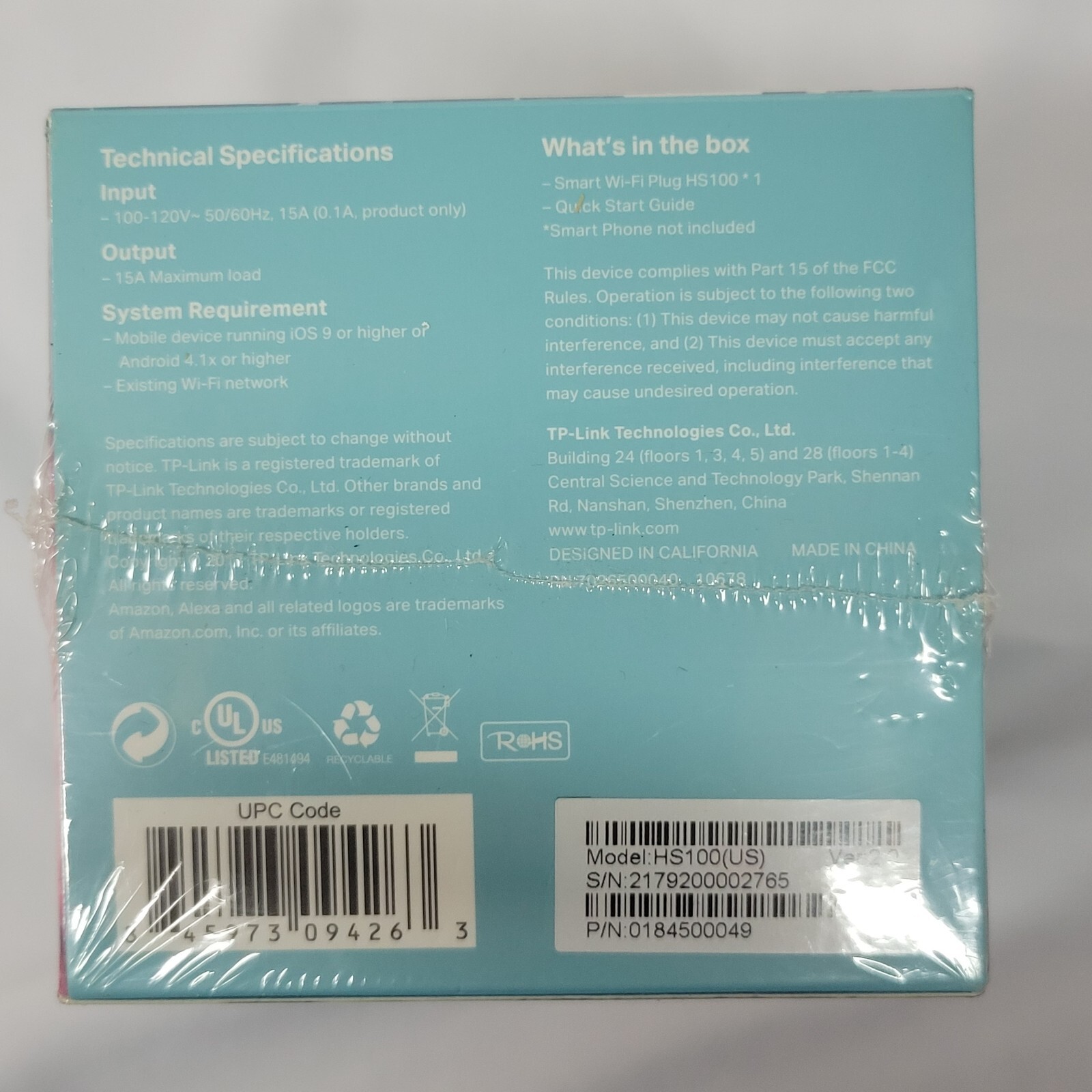 TP-Link HS100 Wi-Fi Smart Plug Kit For Google Assistant Amazon Alexa New Sealed